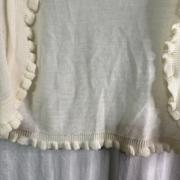 Knit Minded Cream Color Cardigan Size Large Short Sleeve - Picture 7 of 12